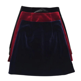 大码秋冬高腰修身显瘦半身裙A字裙丝绒打底裙性感包臀短裙女定制