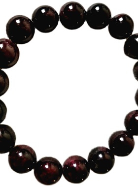 酒红石榴石单圈水晶原矿珠宝手串