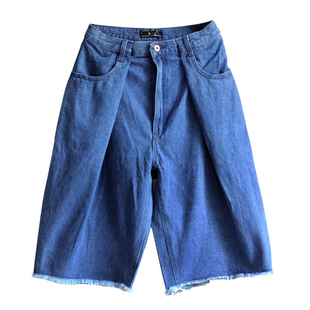 2016新款 撤柜潮款韩国日系复古高腰毛边牛仔宽松休闲七分阔腿裤