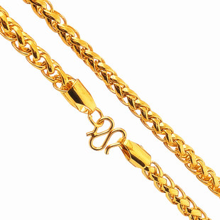 越南沙金项链情侣款铜镀金假黄金麦穗链粗肖邦链仿金泰国老板金链