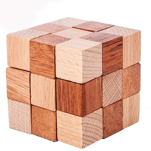 神龙摆尾 魔方 成人儿童古典解锁益智玩具 榉木红橡孔明锁鲁班锁