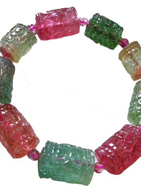 碧玺手链天然正品西瓜女老矿料