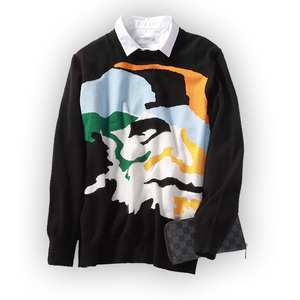 欧美新款男士纯羊绒衫秋冬羊毛衫针织衫男圆领套头个性毛衣