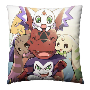 数码宝贝基尔兽靠垫妖狐小妖古乐黑白大耳兽驯兽师公仔抱枕头周边