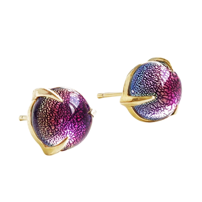 紫红色宝石原创设计风ins耳钉