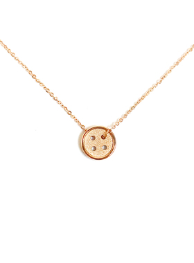 DREAMBOAT自制钛钢镀18k金磨砂面幸运纽扣小狗护身符项链百搭包邮