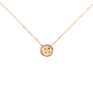 DREAMBOAT自制钛钢镀18k金磨砂面幸运纽扣小狗护身符项链百搭包邮