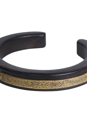 曲尾花黑檀木朋克风摇滚情侣手镯