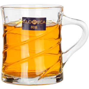柯瑞玻璃水杯 家用把杯咖啡杯子小号玻璃杯 酒店咖啡厅创意果汁杯