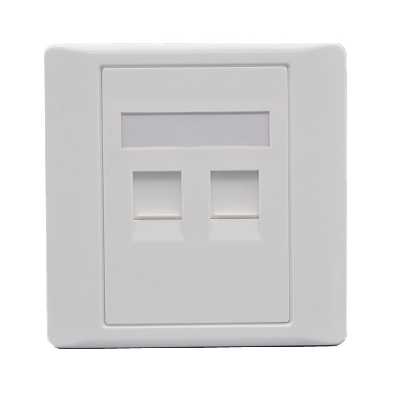 超六类二位信息面板86型 RJ45双口CAT6A屏蔽电脑宽带网络模块插座