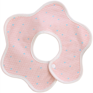 新生婴幼儿防水纯棉口水巾宝宝暗扣围嘴360度旋转口水围兜防吐奶