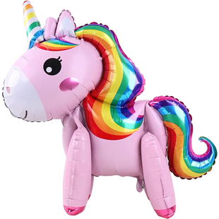 独角兽气球生日装饰卡通铝膜立体马宝莉儿童周岁生日布置大汽球