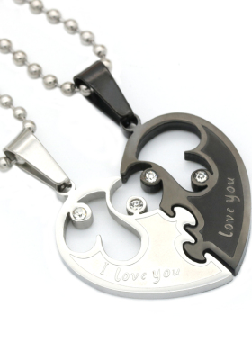 一对心爱男生日礼物刻字包邮项链