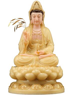 圆通佛具供奉汉白玉观音神像摆件