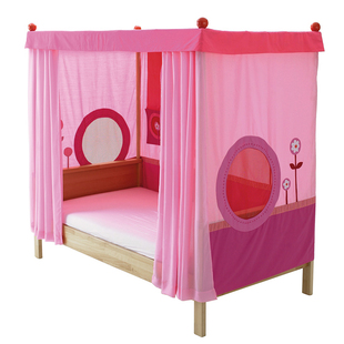 HABA德国进口帷幔公主单人床1m榉木实木北欧简约护栏女孩儿童床