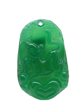 天然绿玛瑙生肖吊坠玉佩证书