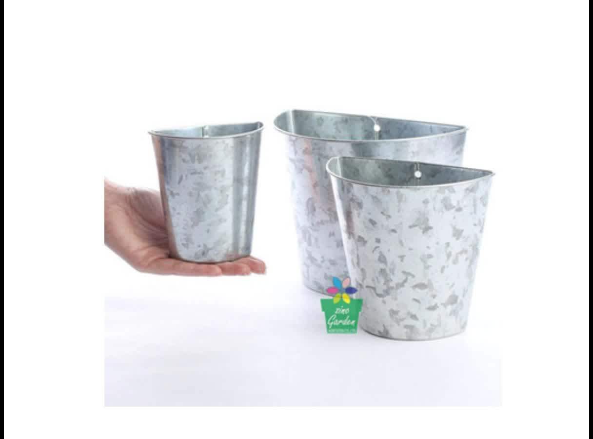 Half Round Metal Tin Flower Galvanized Hanging Planters Bucket For Home