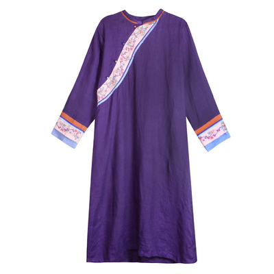 远镇双层复古刺绣名族风连衣裙