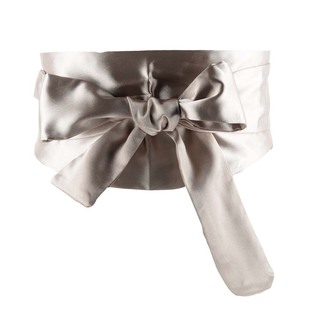 百搭束腰婚礼礼服连衣裙晚宴全绸缎蝴蝶结高雅纯色腰封浴衣和服