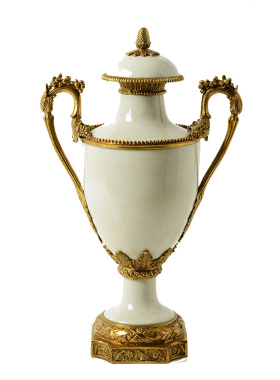 欧式美式家居玄关客厅镶铜双耳坛