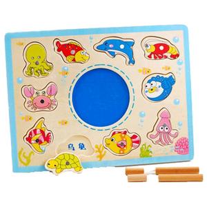 儿童钓鱼游戏双杆磁性钓鱼趣味游戏 手眼脑智力开发木制玩具