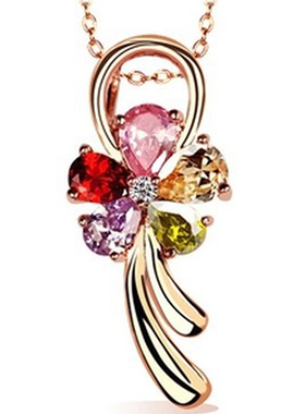 衣服挂饰彩金项链18k女花朵百搭