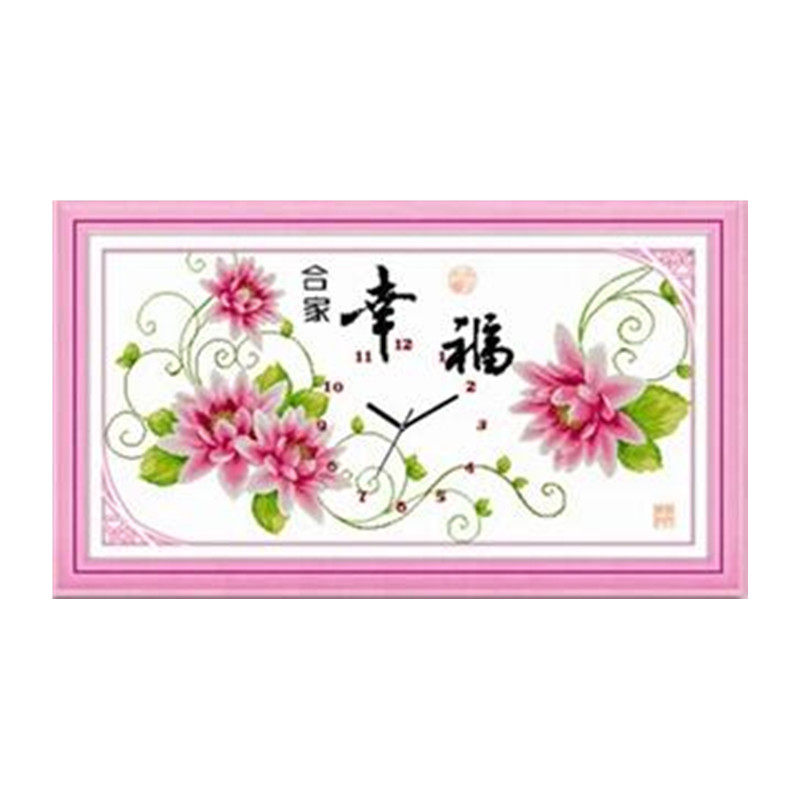 合家幸福客厅串珠绣钟表
