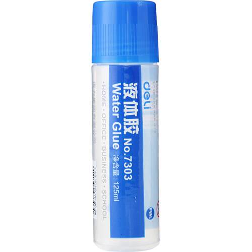 得力7303液体胶水透明125ml 通用学生手工胶粘贴胶水办公用品文具
