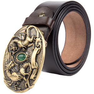 慢时光 头层牛皮男士皮带青年休闲自动扣腰带男真皮商务正装裤带