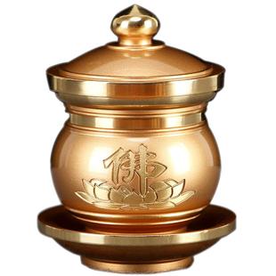 圆通佛具供财神爷水杯 圣水杯 供佛杯黄铜观音供水杯佛前供奉摆件