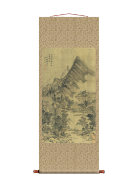 清 王时敏 仿黄子久山水图 条幅卷轴山水画名画真迹复制品玄关画