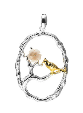 花枝复古风贝壳镂空圆形饰品吊坠