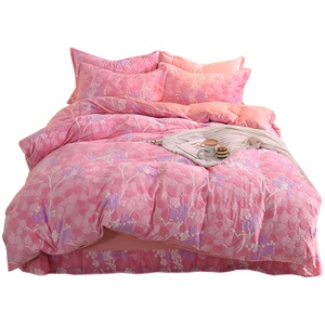 冬季加厚双面牛奶绒四件套金貂绒被套床裙款法兰绒珊瑚绒床单婚庆