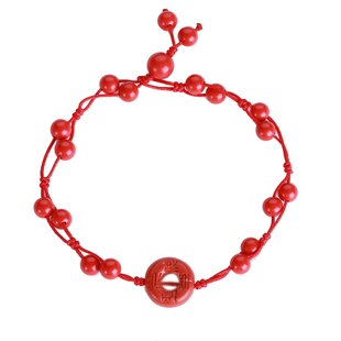 纯然饰品朱砂平安扣红绳脚链女古风性感配饰简约百搭大气脚腕网红