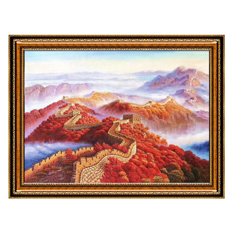 红色沙发背景墙办公室手绘油画