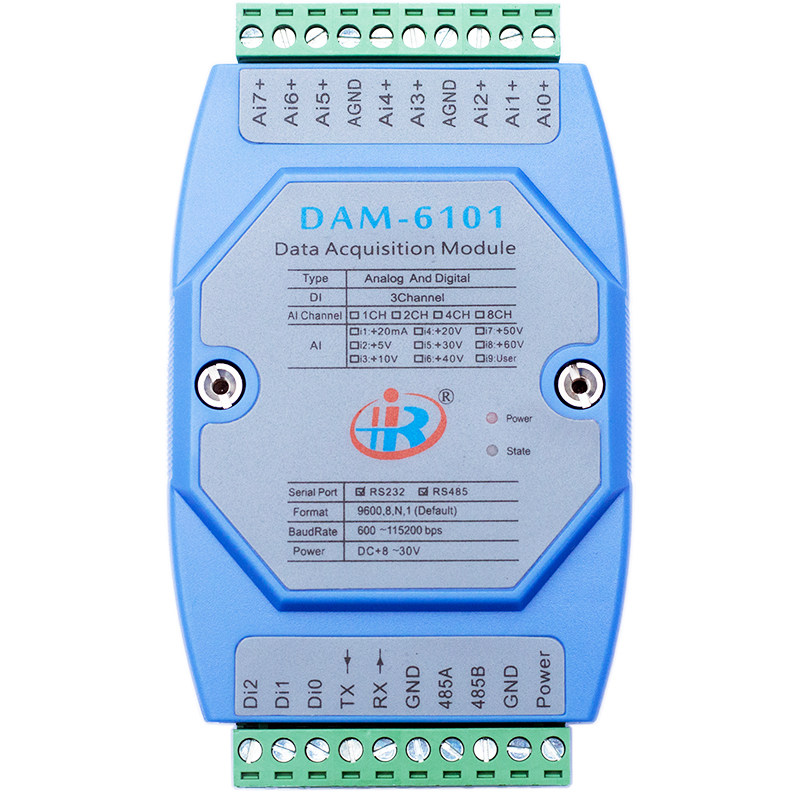 DAM6101混合模拟量开关量输入数据采集模块Modbus电压电流转换器