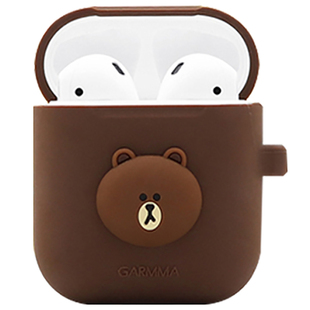 line布朗熊Airpods2代耳机套苹果无线蓝牙耳机收纳挂式硅胶保护套