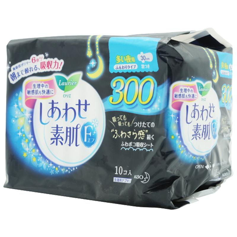 日本原装花王夜用护翼卫生巾F系超薄绵柔干爽透气吸收快300mm10片