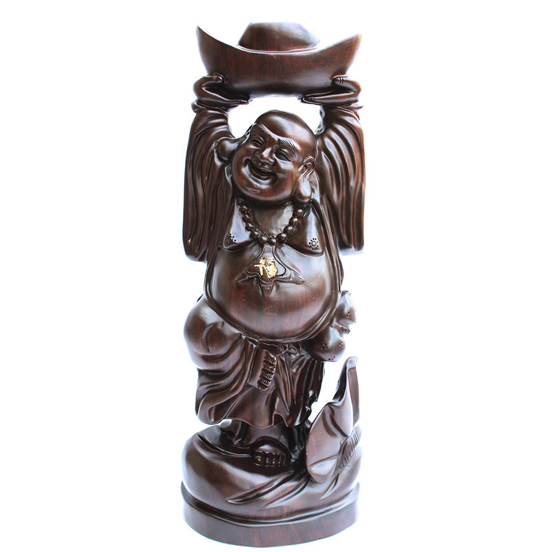 包邮黑檀木托宝弥勒佛 笑佛工艺品木雕摆件红木镇宅客厅商务礼品