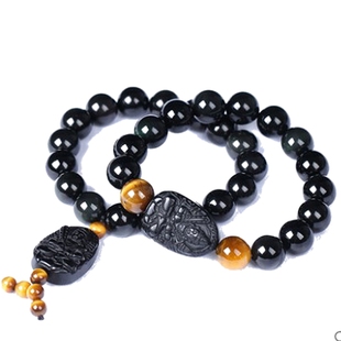 黑曜石虚空藏菩萨手链生肖属牛虎本命佛守护神手串男女本命年太岁