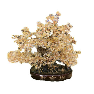 黄水晶树紫粉发财树树酒柜摆件