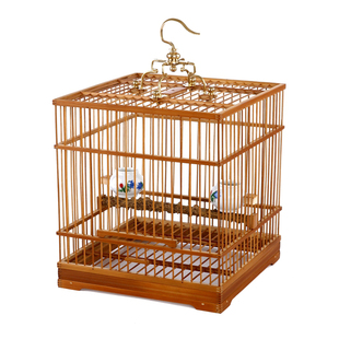 老竹制精品方形大小鸟笼颠颏红子贝子绣眼黄雀珍珠鸟相思鸟笼活底