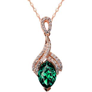 彩钻吊坠女蓝红宝石人造仿真钻饰品兰花形项链坠银镀黄金SPM210