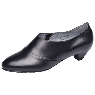 金猴女鞋职业OL女鞋套脚牛皮低跟浅口女单鞋商务正装低帮女士皮鞋