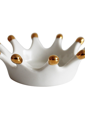 皇冠描金陶瓷调料碟首饰潮品摆件