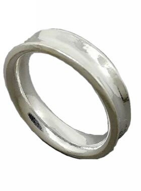 999纯银手工凹面环圈简约戒指