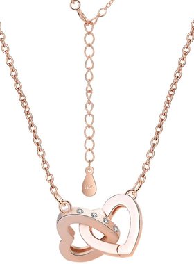 纯正s925纯银吊坠项链玫瑰金色