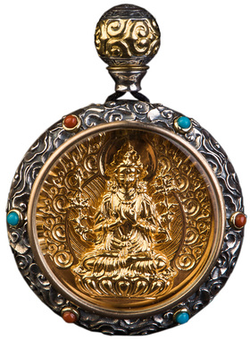 仓吉手工佛像镀金随身银饰吊坠