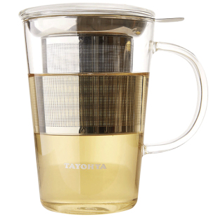 TAYOHYA多样屋正品 明雅不锈钢茶隔杯 透明耐热玻璃水杯办公室