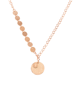 love不掉色玫瑰金短款吊坠项链